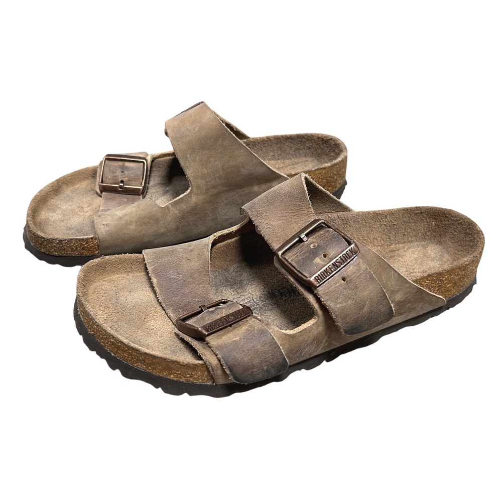 Birkenstock Arizona Soft Footbed Tobacco Brown Leather Sandals Size 38 Womens